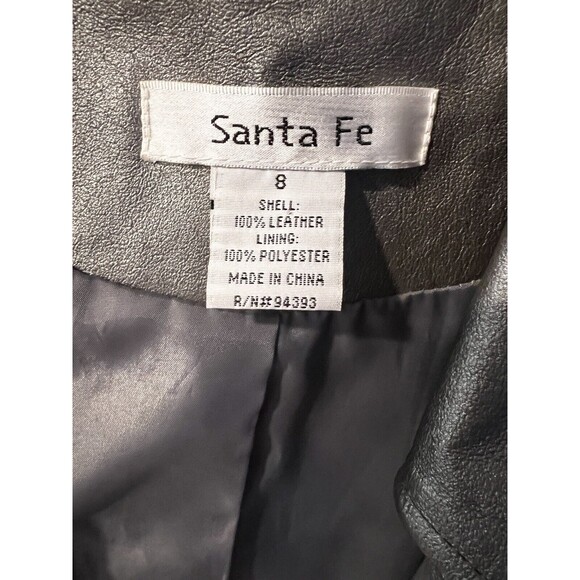 Santa Fe Leather Jacket womens Sz 8 Silver metallic button front retro y2k biker - Picture 8 of 9